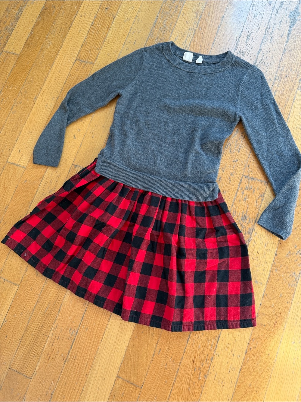Buffalo Plaid Mixed Media Dress